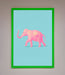 Pink Elephant On Blue Framed Print - Hi Society