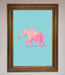 Pink Elephant On Blue Framed Print - Hi Society
