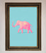 Pink Elephant On Blue Framed Print - Hi Society