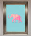 Pink Elephant On Blue Framed Print - Hi Society