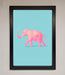 Pink Elephant On Blue Framed Print - Hi Society
