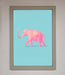 Pink Elephant On Blue Framed Print - Hi Society