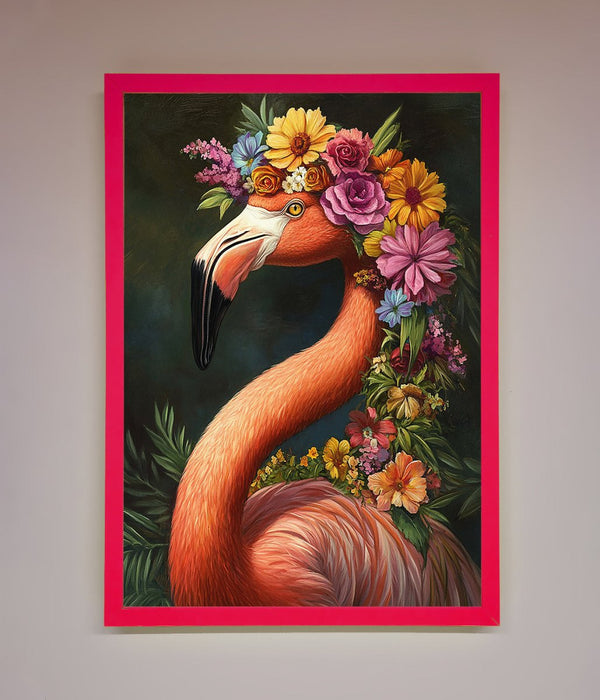 Pink Flamingo Floral Framed Poster - Hi Society