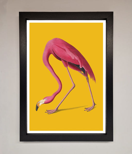 Pink Flamingo On Yellow Framed Print - Hi Society