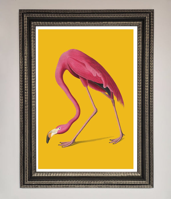 Pink Flamingo On Yellow Framed Print - Hi Society
