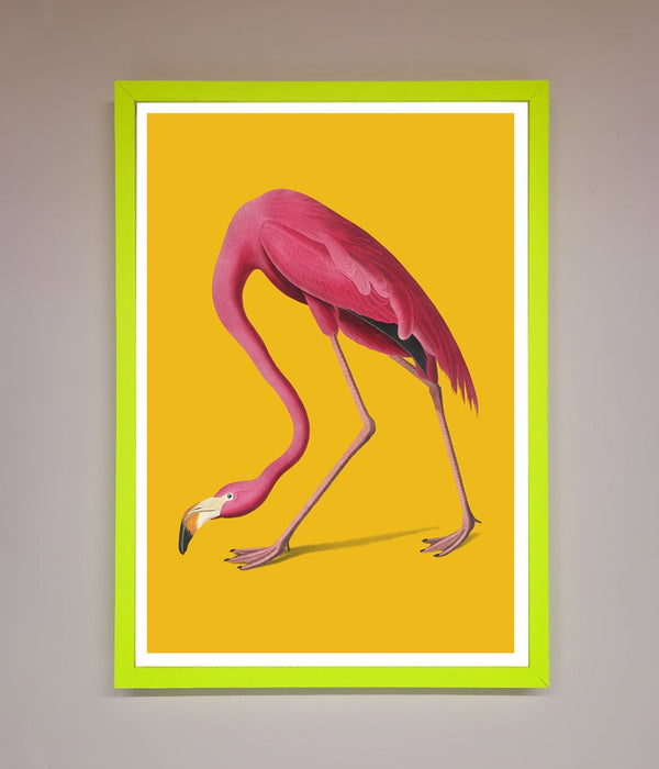 Pink Flamingo On Yellow Framed Print - Hi Society