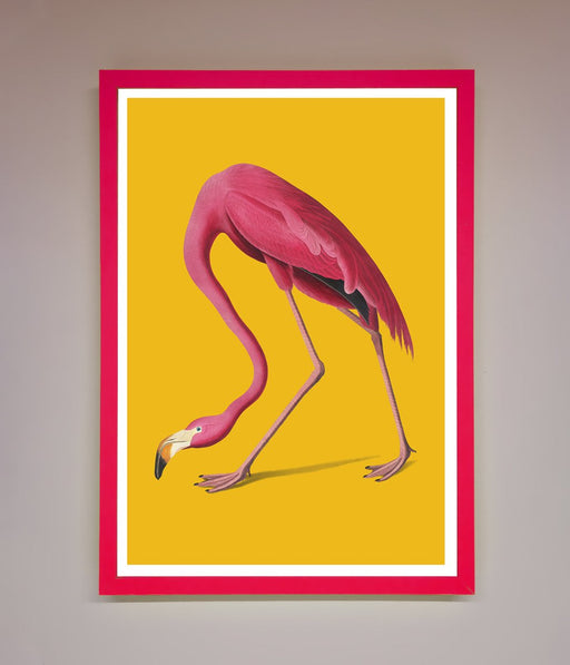 Pink Flamingo On Yellow Framed Print - Hi Society
