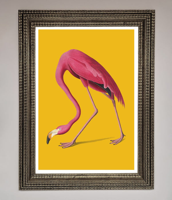 Pink Flamingo On Yellow Framed Print - Hi Society
