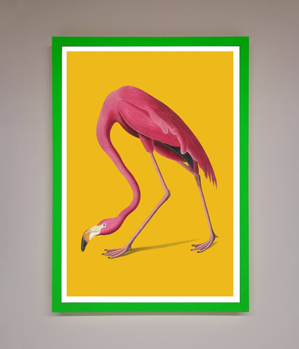 Pink Flamingo On Yellow Framed Print - Hi Society