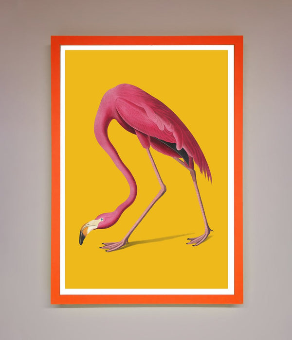 Pink Flamingo On Yellow Framed Print - Hi Society