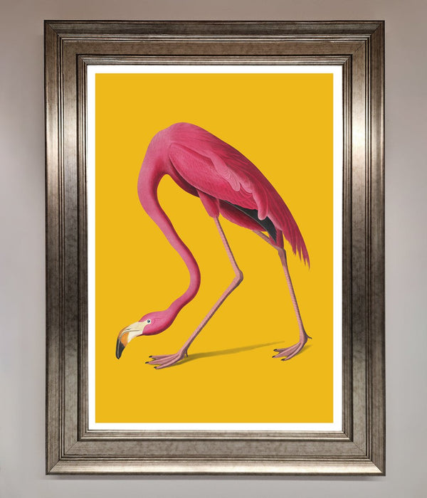 Pink Flamingo On Yellow Framed Print - Hi Society