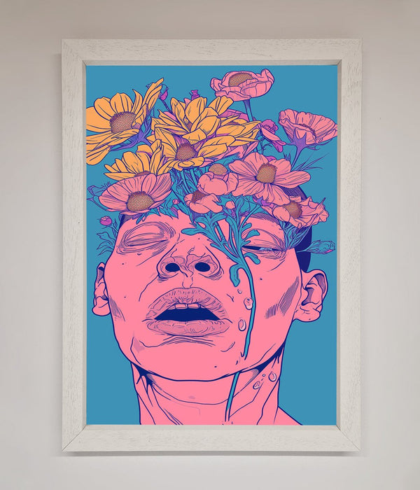 Pink Flowers On Face Framed Wall Art - Hi Society