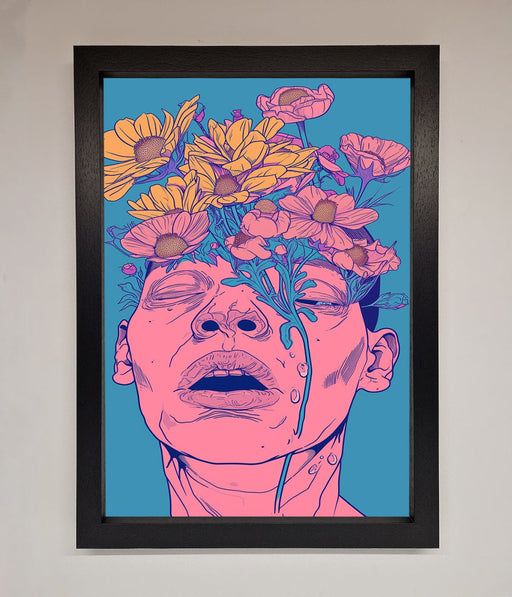 Pink Flowers On Face Framed Wall Art - Hi Society