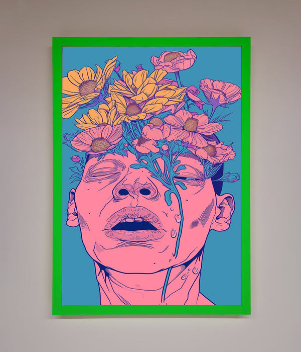 Pink Flowers On Face Framed Wall Art - Hi Society