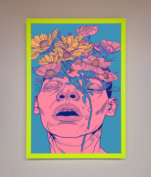Pink Flowers On Face Framed Wall Art - Hi Society