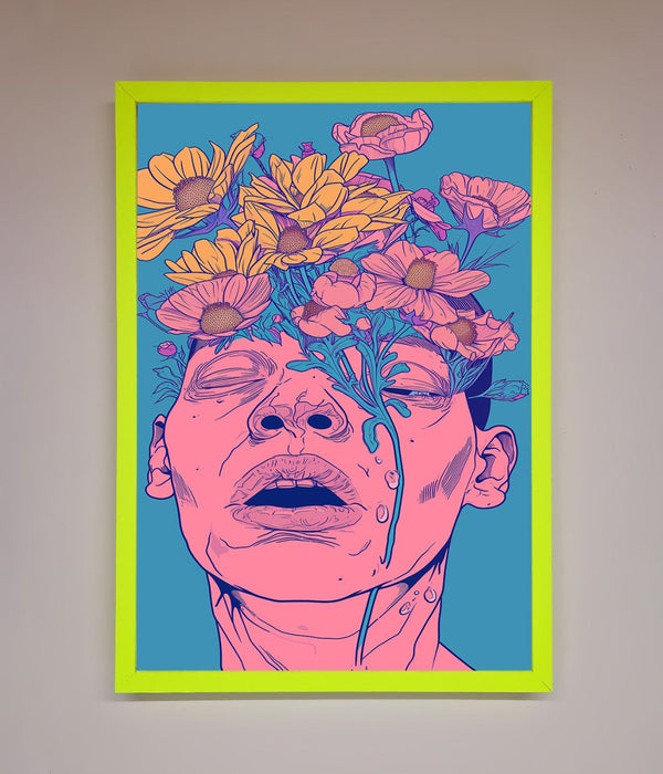 Pink Flowers On Face Framed Wall Art - Hi Society