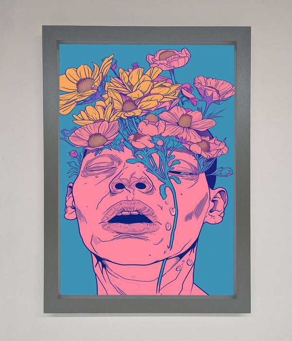 Pink Flowers On Face Framed Wall Art - Hi Society