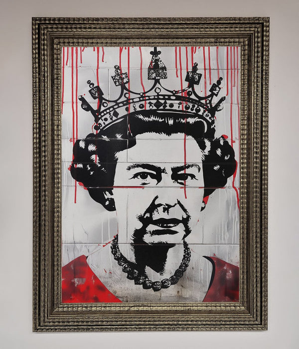 Queen Elizabeth Graffiti Red Blood Framed Poster - Hi Society