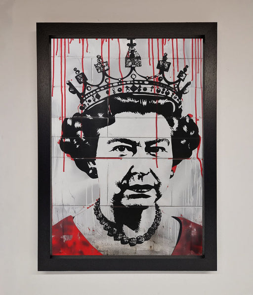 Queen Elizabeth Graffiti Red Blood Framed Poster - Hi Society