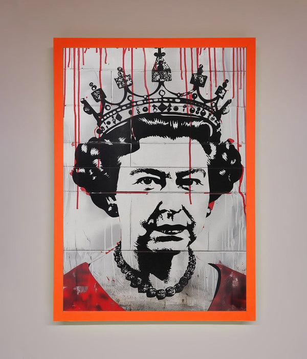 Queen Elizabeth Graffiti Red Blood Framed Poster - Hi Society