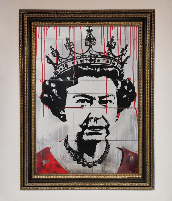Queen Elizabeth Graffiti Red Blood Framed Poster - Hi Society