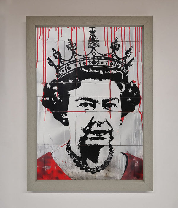 Queen Elizabeth Graffiti Red Blood Framed Poster - Hi Society