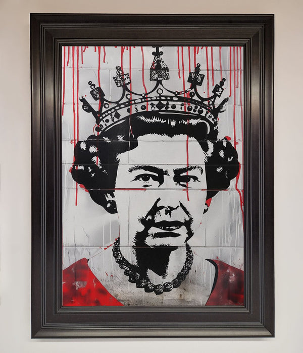 Queen Elizabeth Graffiti Red Blood Framed Poster - Hi Society