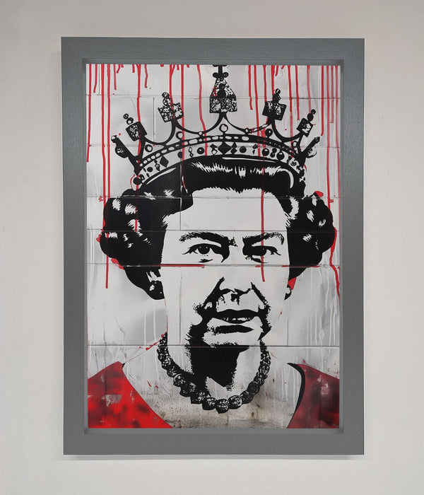 Queen Elizabeth Graffiti Red Blood Framed Poster - Hi Society