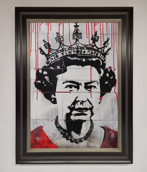 Queen Elizabeth Graffiti Red Blood Framed Poster - Hi Society