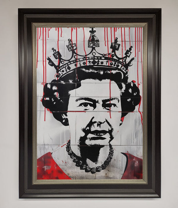 Queen Elizabeth Graffiti Red Blood Framed Poster - Hi Society