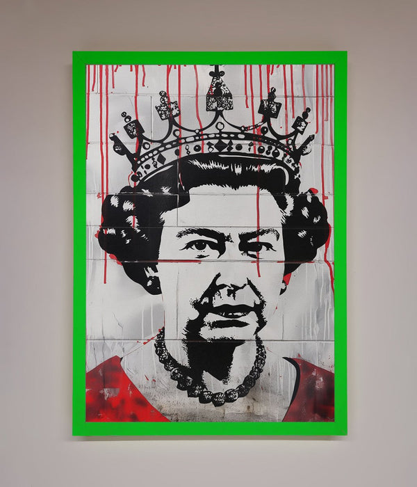 Queen Elizabeth Graffiti Red Blood Framed Poster - Hi Society