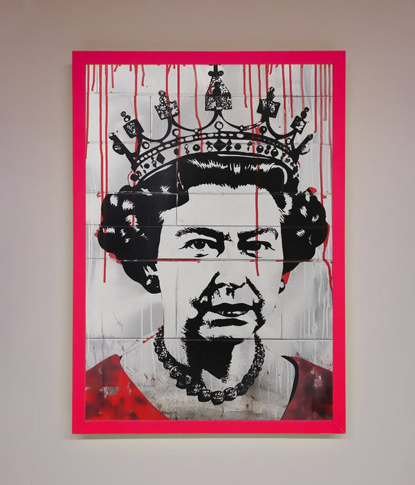 Queen Elizabeth Graffiti Red Blood Framed Poster - Hi Society