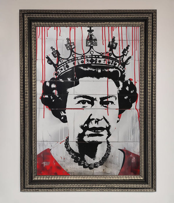 Queen Elizabeth Graffiti Red Blood Framed Poster - Hi Society
