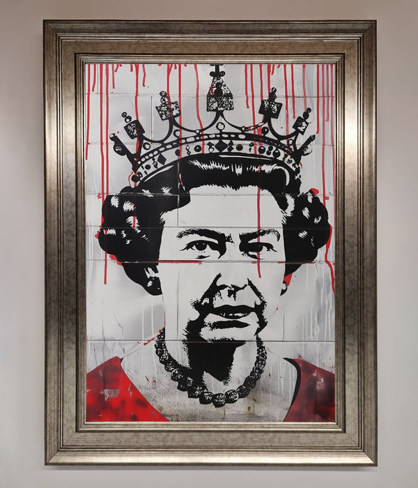 Queen Elizabeth Graffiti Red Blood Framed Poster - Hi Society
