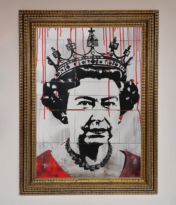 Queen Elizabeth Graffiti Red Blood Framed Poster - Hi Society