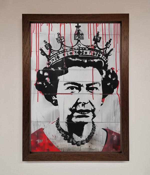 Queen Elizabeth Graffiti Red Blood Framed Poster - Hi Society