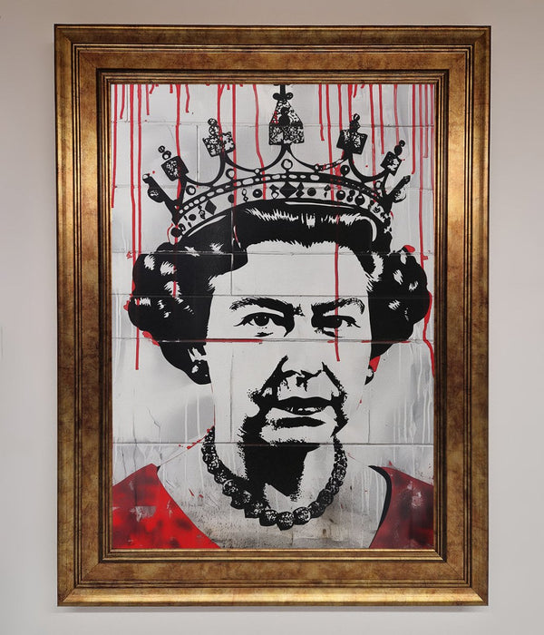 Queen Elizabeth Graffiti Red Blood Framed Poster - Hi Society