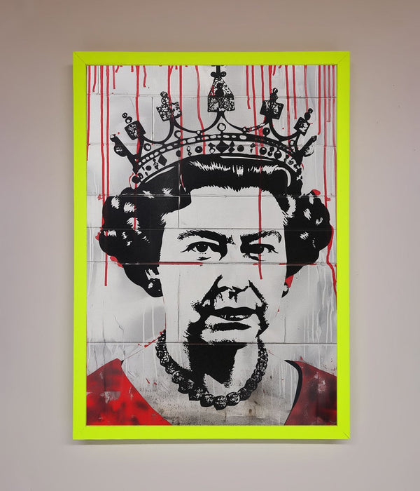 Queen Elizabeth Graffiti Red Blood Framed Poster - Hi Society