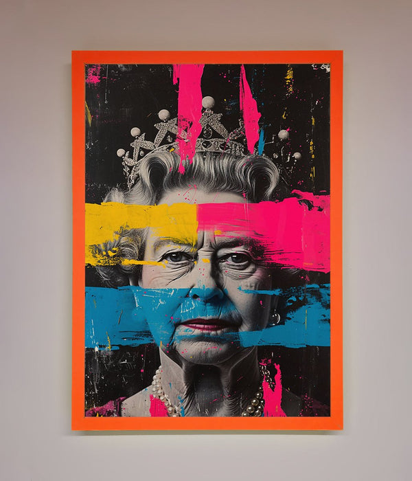 Queen Elizabeth Paint Splatter Framed Wall Art - Hi Society
