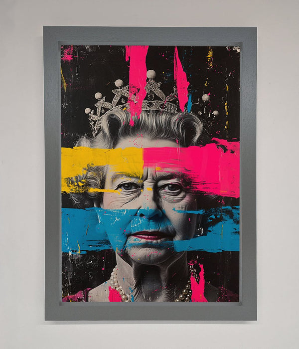 Queen Elizabeth Paint Splatter Framed Wall Art - Hi Society