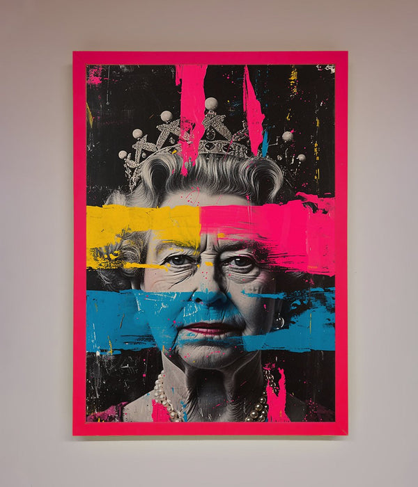 Queen Elizabeth Paint Splatter Framed Wall Art - Hi Society