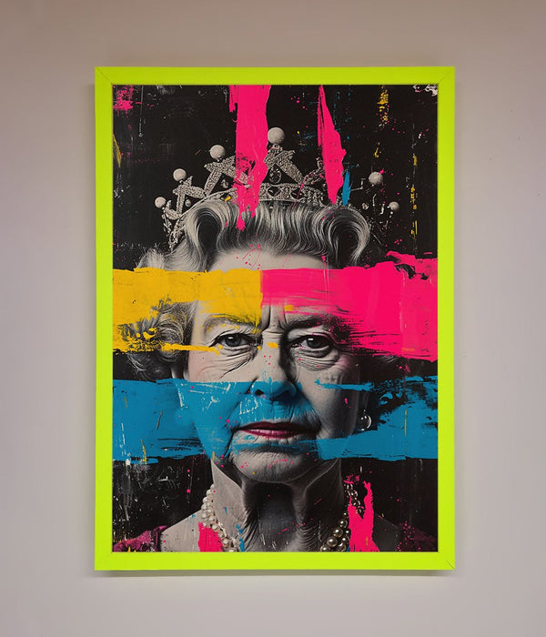 Queen Elizabeth Paint Splatter Framed Wall Art - Hi Society