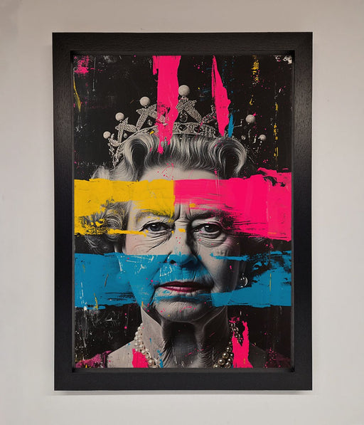 Queen Elizabeth Paint Splatter Framed Wall Art - Hi Society