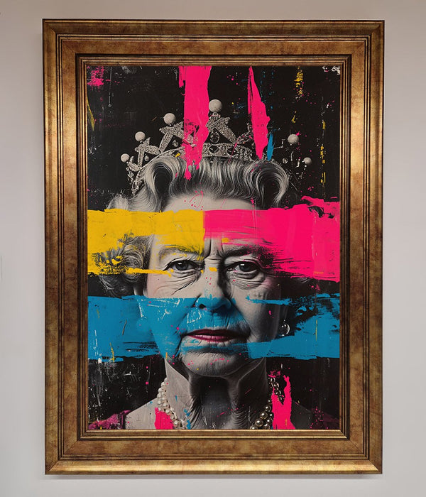 Queen Elizabeth Paint Splatter Framed Wall Art - Hi Society