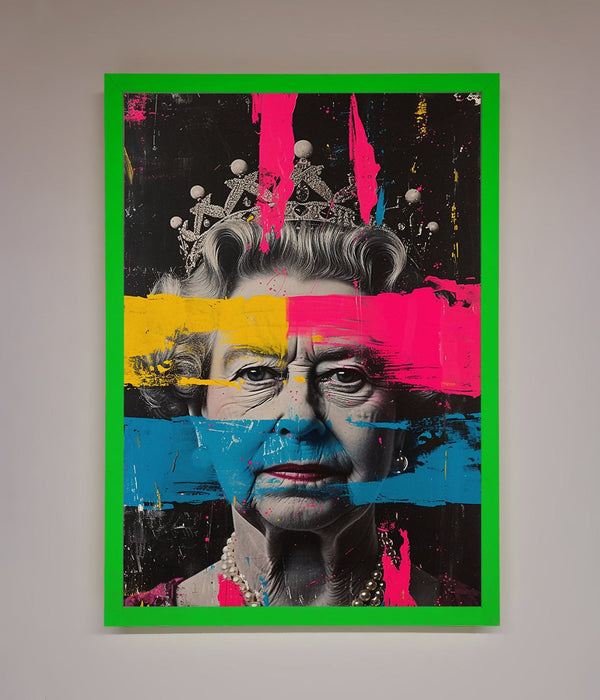 Queen Elizabeth Paint Splatter Framed Wall Art - Hi Society