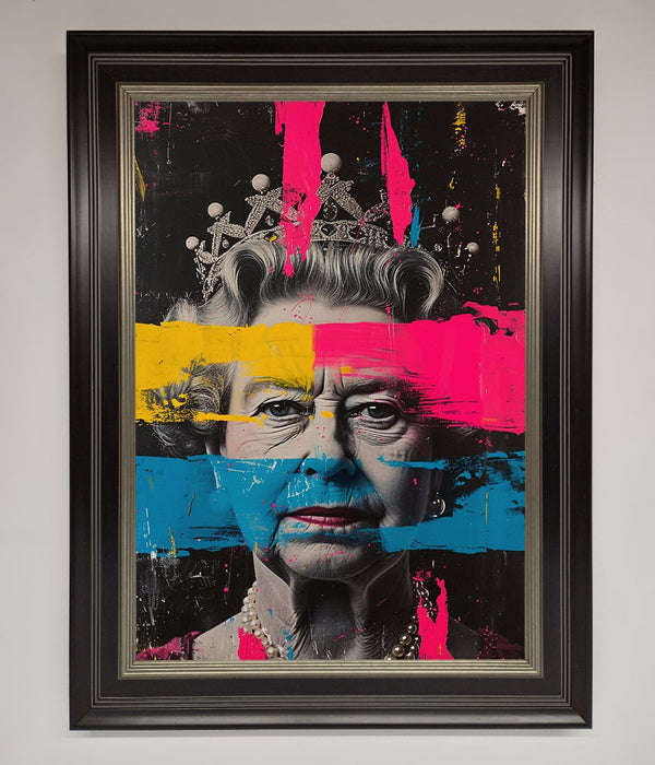 Queen Elizabeth Paint Splatter Framed Wall Art - Hi Society