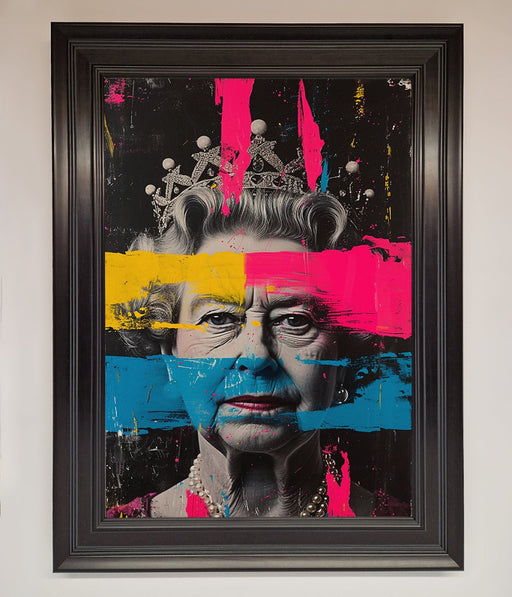 Queen Elizabeth Paint Splatter Framed Wall Art - Hi Society