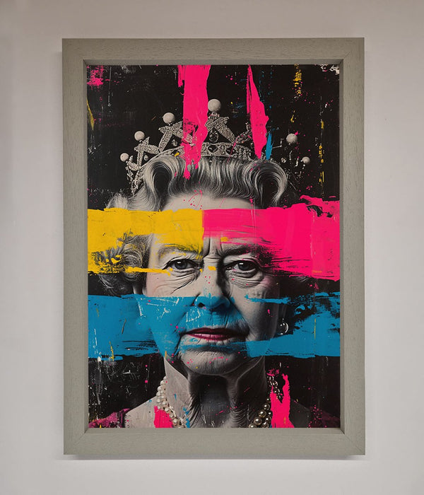 Queen Elizabeth Paint Splatter Framed Wall Art - Hi Society