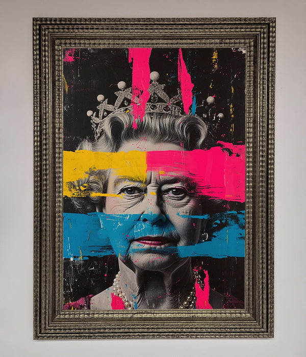 Queen Elizabeth Paint Splatter Framed Wall Art - Hi Society