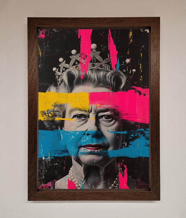 Queen Elizabeth Paint Splatter Framed Wall Art - Hi Society